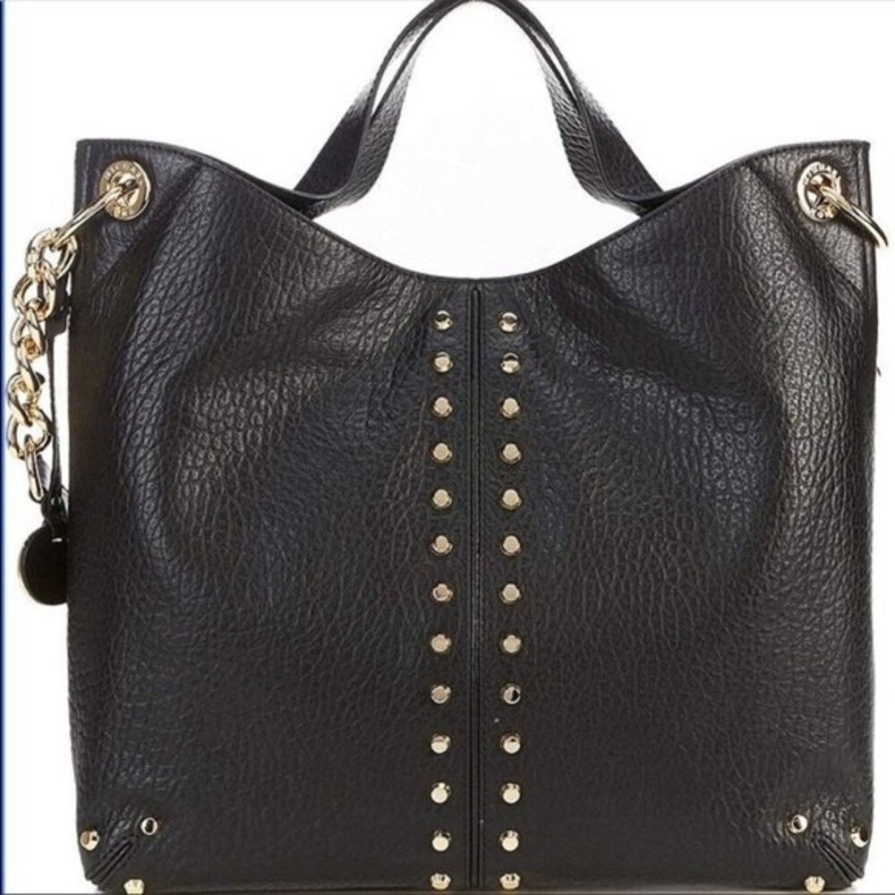 Michael Kors Astor Studded Leather Carryall Large Tote Bag Black - Picture 2 of 12